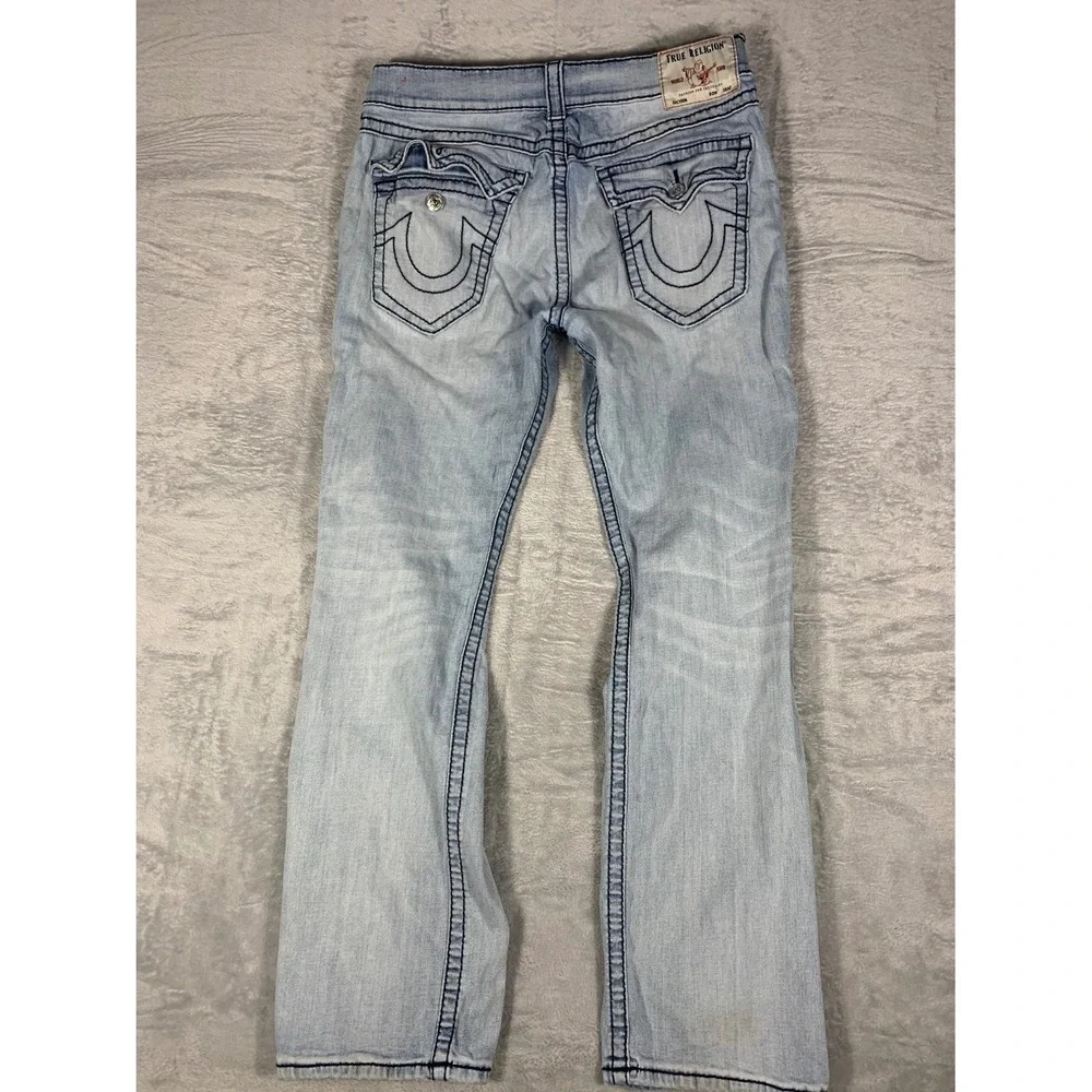 True Religion Ricky Relaxed Straight Jeans Men's 36 Blue Cotton Blend‎ Used
